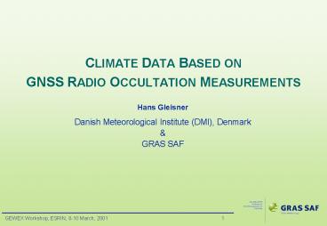 CLIMATE DATA BASED ON GNSS RADIO OCCULTATION MEASUREMENTS