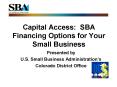 Capital Access: SBA Financing Options for Your Small Business PowerPoint PPT Presentation