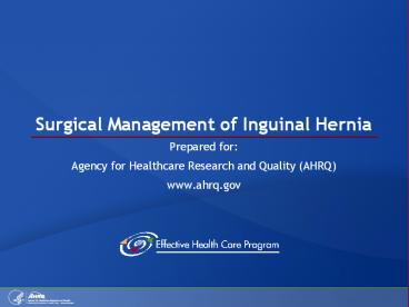 Surgical Management of Inguinal Hernia