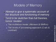 Models of Memory