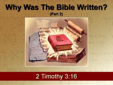 Why Was The Bible Written?
