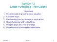 Section 7.2 Linear Functions PowerPoint PPT Presentation
