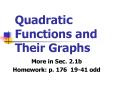 Quadratic Functions and Their Graphs PowerPoint PPT Presentation