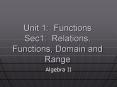 Unit 1: Functions Sec1: Relations, Functions, Domain and Range PowerPoint PPT Presentation