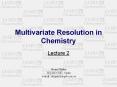 Multivariate Resolution in Chemistry PowerPoint PPT Presentation