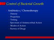 Control of Bacterial Growth