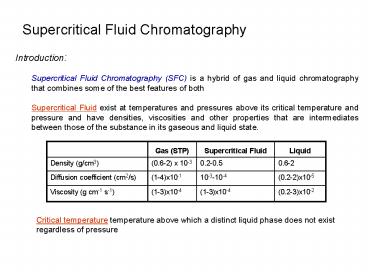 Supercritical Fluid Chromatography