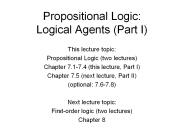 Propositional Logic: Logical Agents (Part I)