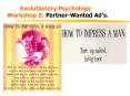 Evolutionary Psychology Workshop 5: Partner-Wanted Ad PowerPoint PPT Presentation