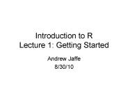 Introduction to R Lecture 1: Getting Started