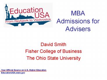 MBA Admissions for Advisers