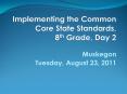 Implementing the Common Core State Standards,  8th Grade, Day 2 PowerPoint PPT Presentation
