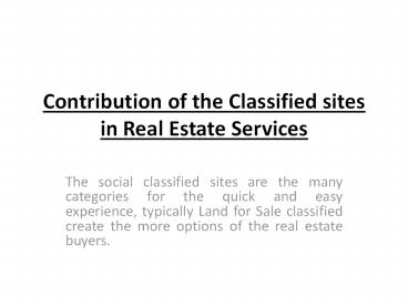 Contribution of the Classified sites in Real Estate Services