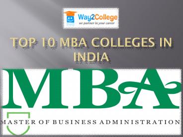 Top 10 MBA Colleges in India