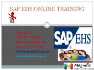 SAP EHS ONLINE TRAINING IN INDIA
