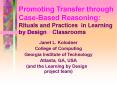 Promoting Transfer through Case-Based Reasoning: Rituals and Practices in Learning by Design PowerPoint PPT Presentation