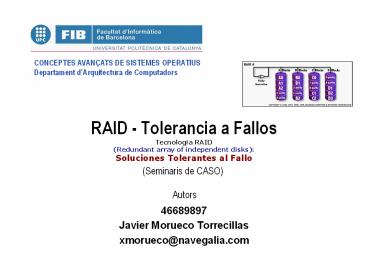 RAID - Tolerancia a Fallos Tecnolog