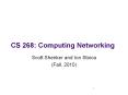 CS 268: Computing Networking PowerPoint PPT Presentation