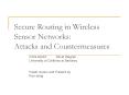 Secure Routing in Wireless Sensor Networks: Attacks and Countermeasures PowerPoint PPT Presentation