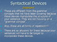 Syntactical Devices