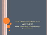 The Characteristics of Argument