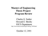 Masters of Engineering Thesis Project Program Review