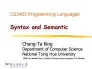 CS2403 Programming Languages Syntax and Semantic