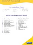 Consumer Tech. Vendor Line Card PowerPoint PPT Presentation
