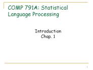 COMP 791A: Statistical Language Processing