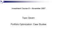 Investment Course III 