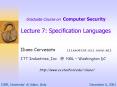 Graduate Course on Computer Security Lecture 7: Specification Languages PowerPoint PPT Presentation
