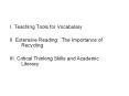 I. Teaching Tools for Vocabulary PowerPoint PPT Presentation
