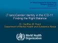 (Trans)Gender Identity in the ICD-11: Finding the Right Balance  Dr. Geoffrey M. Reed Department of Mental Health and Substance Abuse PowerPoint PPT Presentation