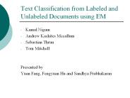 Text Classification from Labeled and Unlabeled Documents using EM