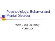 Psychobiology, Behavior and Mental Disorder