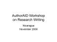 AuthorAID Workshop on Research Writing PowerPoint PPT Presentation