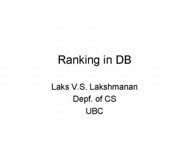 Ranking in DB