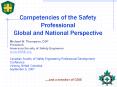 Competencies of the Safety Professional Global and National Perspective PowerPoint PPT Presentation