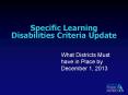 Specific Learning Disabilities Criteria Update PowerPoint PPT Presentation