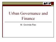 Urban Governance and Finance