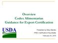 Overview Codex Alimentarius Guidance for Export Certification PowerPoint PPT Presentation