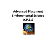 Advanced Placement Environmental Science A.P.E.S