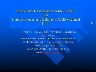 Dr. Mary M. Frasier, Ph.D. 