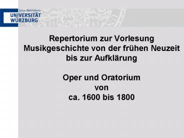 Repertorium zur Vorlesung Musikgeschichte von der fr
