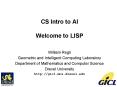 CS Intro to AI Welcome to LISP PowerPoint PPT Presentation