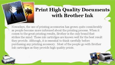 Print High Quality Documents with Brother Ink
