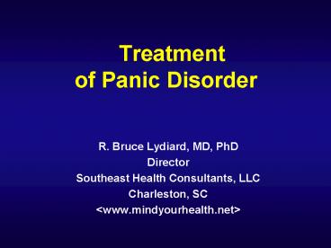 Treatment of Panic Disorder