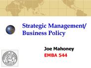 Strategic Management/ Business Policy
