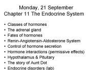 Monday, 21 September Chapter 11 The Endocrine System