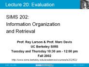 Lecture 20: Evaluation